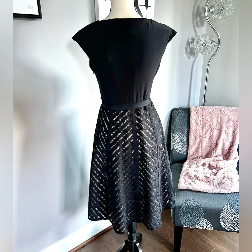 SL Fashions Black Lace Midi Dress - Picture 6 of 11